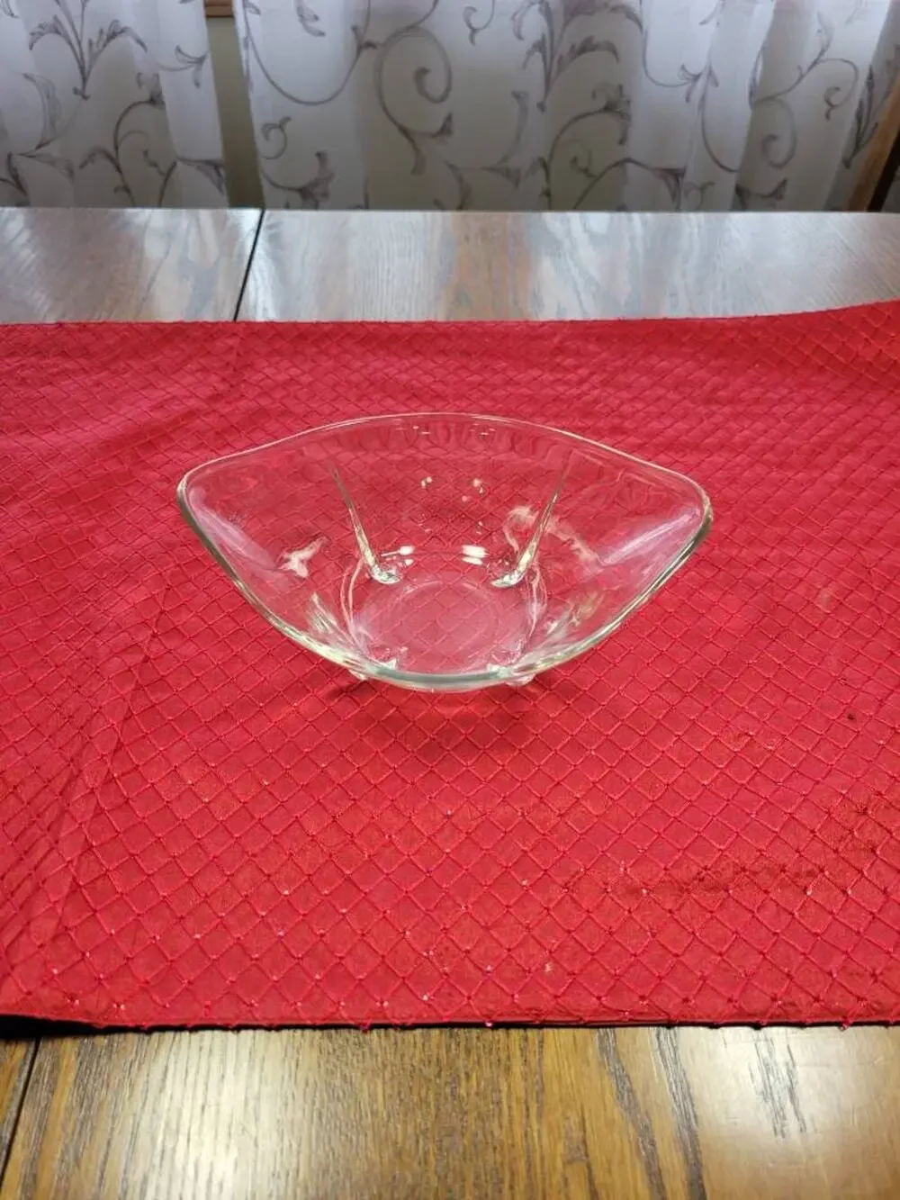 Vintage Anchor Hocking Swedish Modern Bowl, Clear Glass Serving Dish